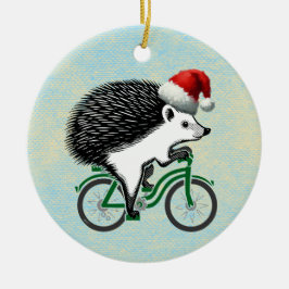 Ornamento De Cerâmica Hipster Hedgehog Andando De Bicicleta