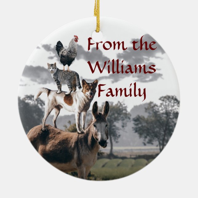 Ornamento De Cerâmica História do animal do divertimento dos músicos de (Traseira)