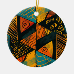 Ornamento De Cerâmica Historial colorioso com motivos africanos