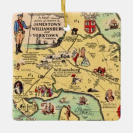 Ornamento De Cerâmica Historic Williamsburg Map