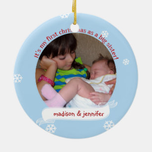 Ornamento De Cerâmica Ho Ho Ho 1º Natal como Irmã Mais Velha foto person
