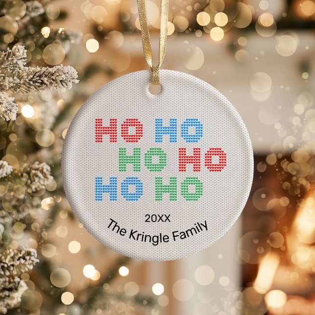 Ornamento De Cerâmica Ho Ho Ho Foto de Natal (Criador carregado)