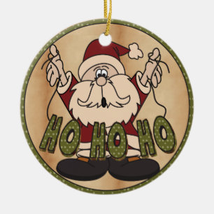 Ornamento De Cerâmica Ho Ho Ho papai noel de Chirstmas