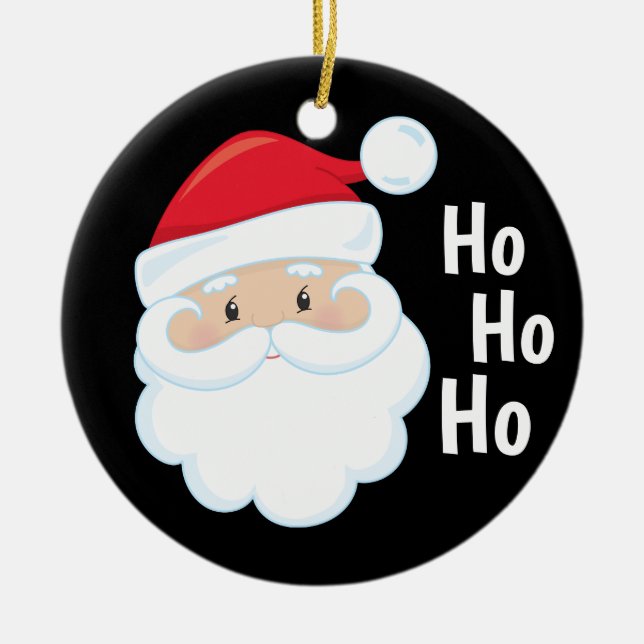 Ornamento De Cerâmica Ho Ho Ho Papais noeis Enfrentam Férias de Natal Ve (Frente)