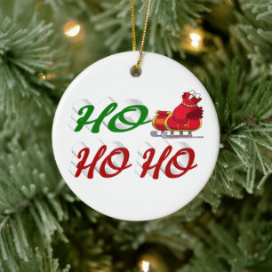 Ornamento De Cerâmica Ho Ho Ho Papais noeis Sleigh Christmas green scrip