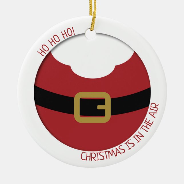 Ornamento De Cerâmica HO HO HO! Papais noeis vermelhos com cinto e barba (Frente)
