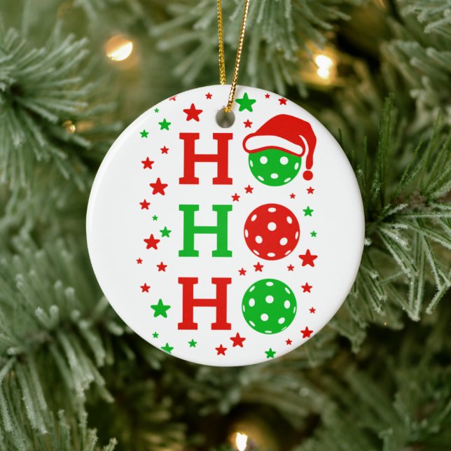 Ornamento De Cerâmica Ho Ho Ho Pickleball - Esportes de Natal Engraçados (Árvore)