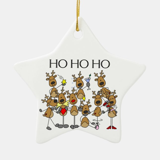 Ornamento De Cerâmica Ho Ho Ho Reindeer KeepsasaemOrnament (Frente)