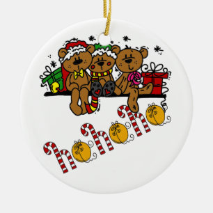 Ornamento De Cerâmica Ho Ho Ho Teddy Bears