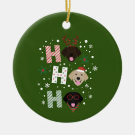 Ornamento De Cerâmica Ho Ho Labrador Retriever Feliz Natal
