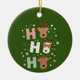 Ornamento De Cerâmica Ho Ho Welsh Terrier Feliz Natal
