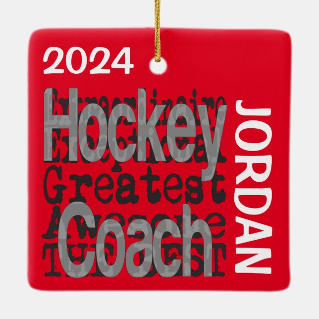 Ornamento De Cerâmica Hockey Coach Extraordinaire CUSTOM (Verso)