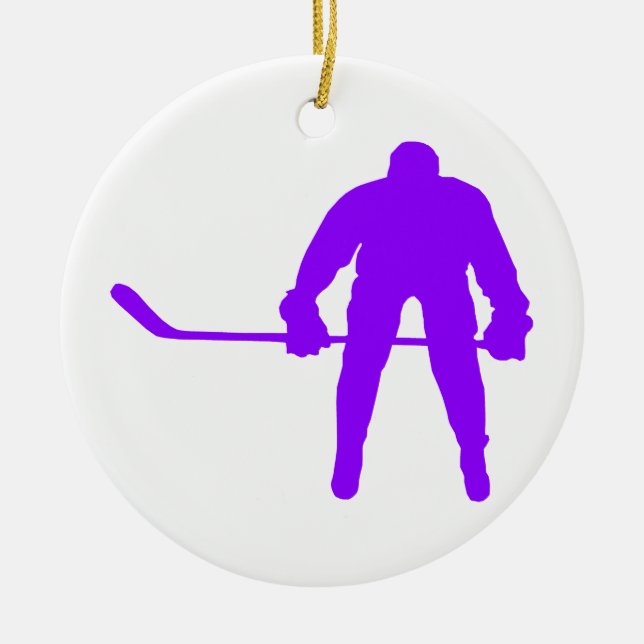 Ornamento De Cerâmica Hockey com gelo violeta (Frente)