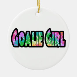 Ornamento De Cerâmica Hockey Goalie Girl Tie Dye