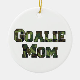 Ornamento De Cerâmica Hockey Goalie Mãe Camo Lettering