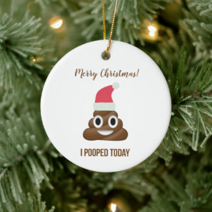 Ornamento De Cerâmica Hoje, Chamei Feliz Marrom Emoji Feliz Natal
