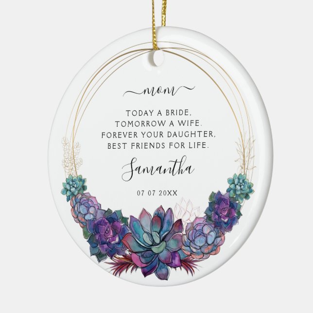 Ornamento De Cerâmica Hoje é a Mãe Noiva do Suculento da Foto Noiva (Esquerda)