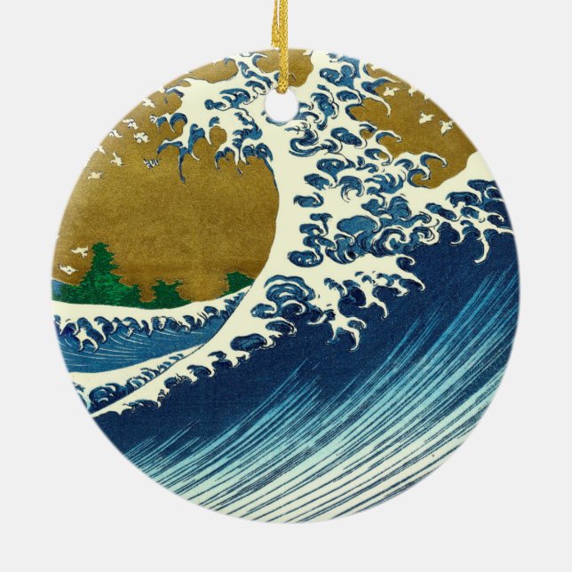 Ornamento De Cerâmica Hokusai Big Wave Japão Art (Traseira)