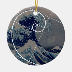 Ornamento De Cerâmica Hokusai encontra Fibonacci, relação dourada