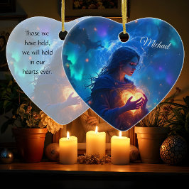 Ornamento De Cerâmica Hold your heart forever, I miss you, sympathy  