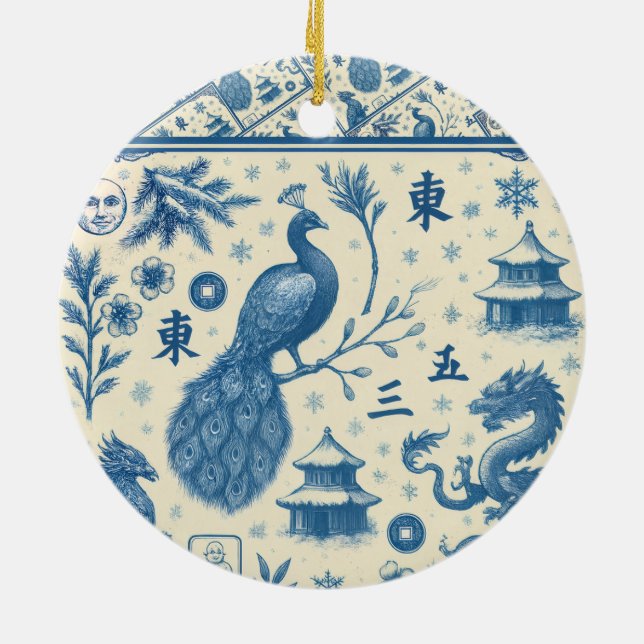 Ornamento De Cerâmica Holiday Ceramic Mahjong Toile Ornament (Traseira)
