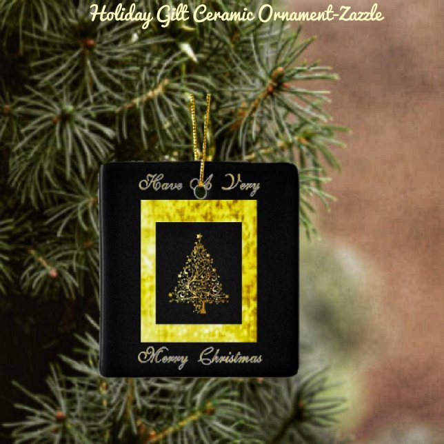 Ornamento De Cerâmica Holiday Gilt (Criador carregado)