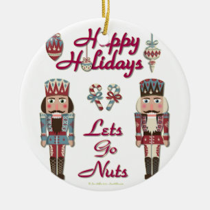Ornamento De Cerâmica Holiday Nutcracker deixa Loucos irem