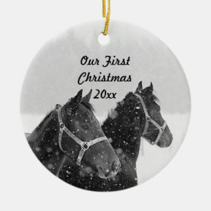 Ornamento De Cerâmica Holiday Ornament Our First Christmas Horse Theme