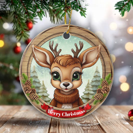 Ornamento De Cerâmica Holiday Reindeer Festive Rustic Christmas 🦌🎄