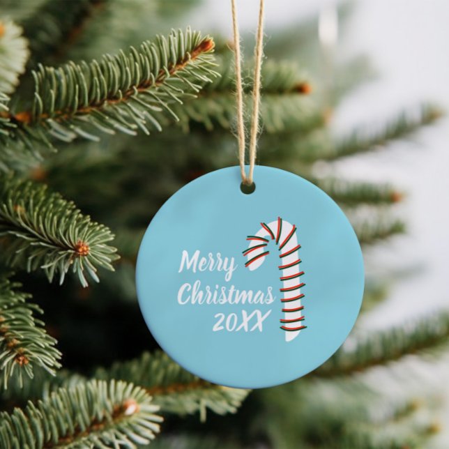 Ornamento De Cerâmica Holiday Season Artística Candy Cane (Criador carregado)