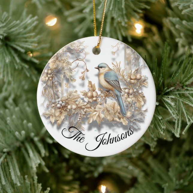Ornamento De Cerâmica Holiday Songbird - Personalizado (Árvore)