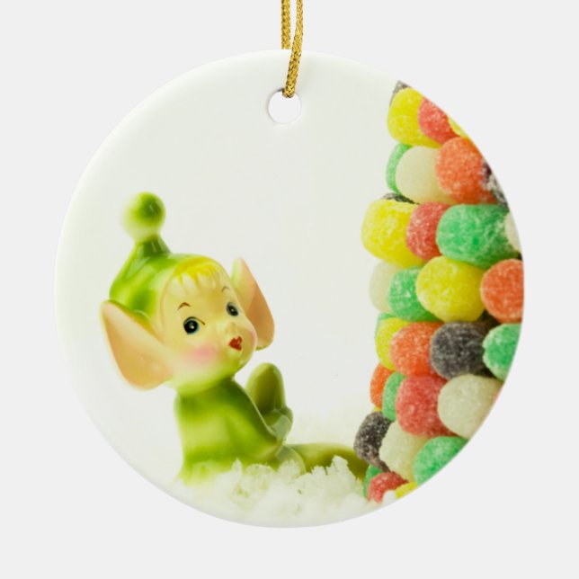 Ornamento De Cerâmica Holly a Pixie Elf (Frente)