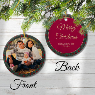 Ornamento De Cerâmica Holly Berries Christmas