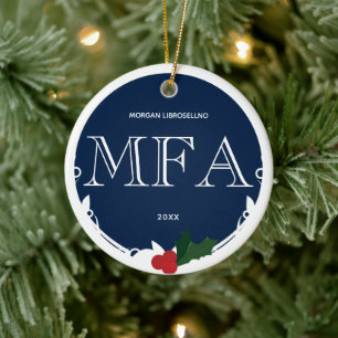 Ornamento De Cerâmica Holly Berry Blue MFA Graduação Ano