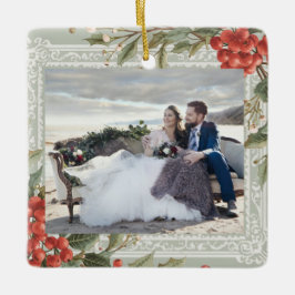 Ornamento De Cerâmica Holly Berry Mistletoe Christmas Wedding Vintage