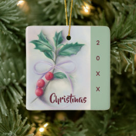 Ornamento De Cerâmica Holly com Arco Pastel Natal