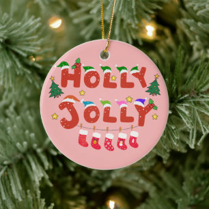 Ornamento De Cerâmica Holly Jolly