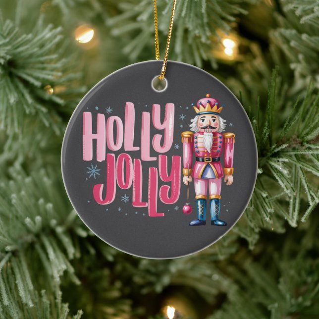 Ornamento De Cerâmica Holly Jolly Nutcracker Coquette Preppy (Árvore)