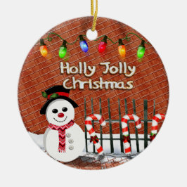 Ornamento De Cerâmica Holly Jolly Snowman CUSTOM