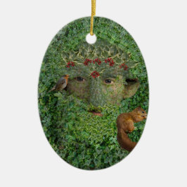 Ornamento De Cerâmica Holly King Green Man Pagan Wiccan