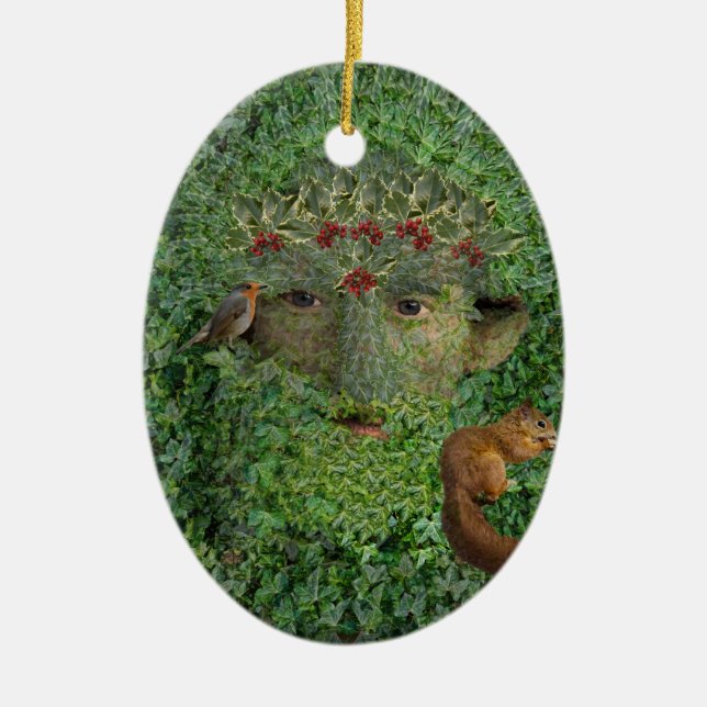 Ornamento De Cerâmica Holly King Green Man Pagan Wiccan (Frente)