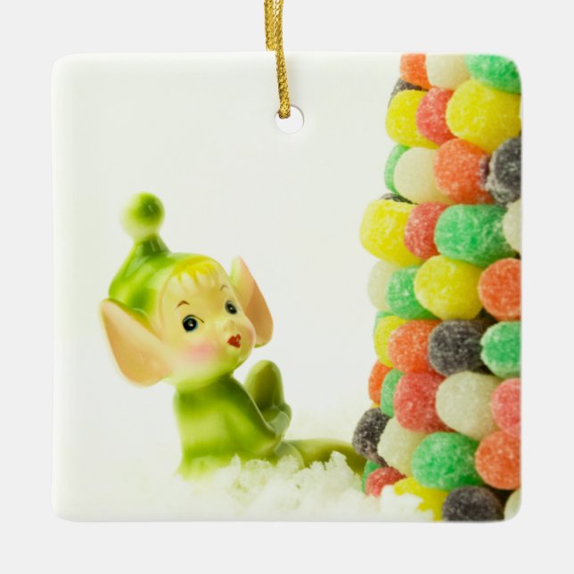 Ornamento De Cerâmica Holly, o Elf Pixie (Frente)