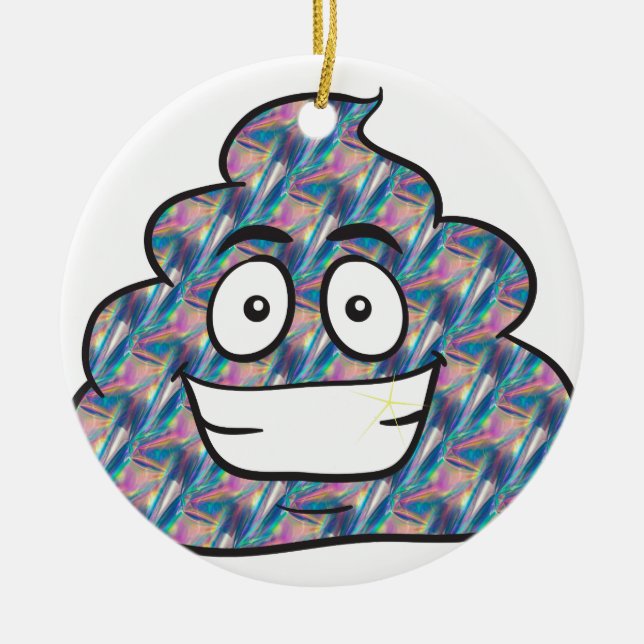 Ornamento De Cerâmica holograma poop emoji (Frente)