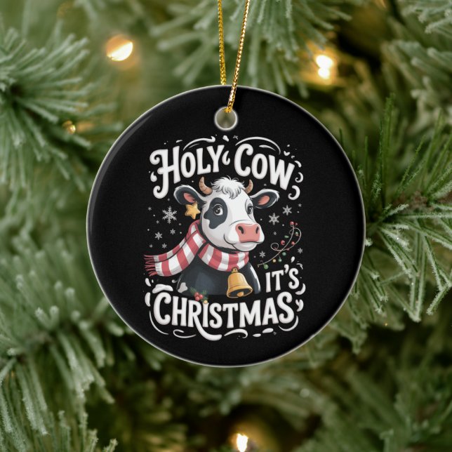 Ornamento De Cerâmica Holy Cow It's Xmas Funny Cow Lover Farm Animal (Árvore)