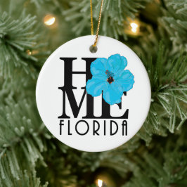 Ornamento De Cerâmica HOME Florida Blue Hibiscus