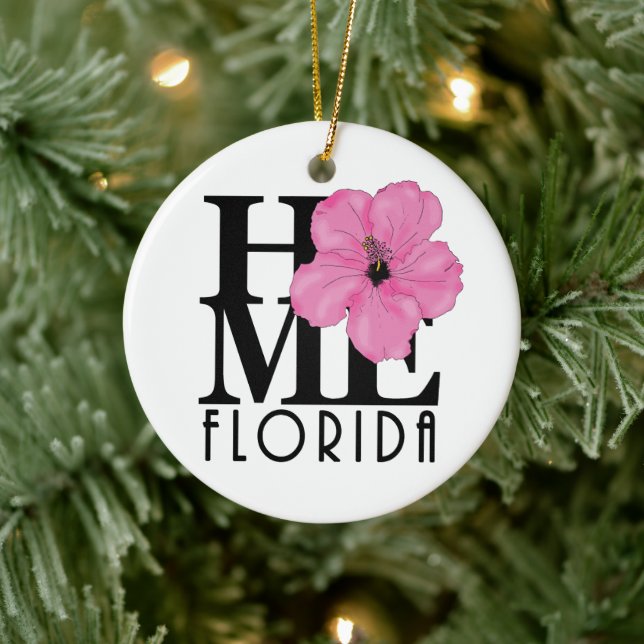 Ornamento De Cerâmica HOME Florida Pink Hibiscus (Árvore)