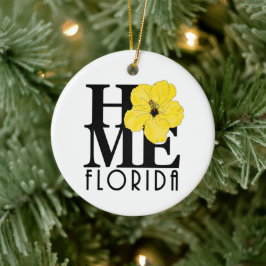 Ornamento De Cerâmica HOME Florida Yellow Hibiscus