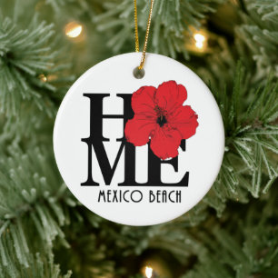 Ornamento De Cerâmica HOME Mexico Beach Red Hibiscus