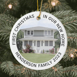 Ornamento De Cerâmica Home Photos First Xmas New Home Name & Year White