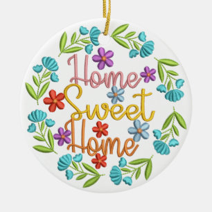 Ornamento De Cerâmica Home Sweet Cote Belas Flores de Cores